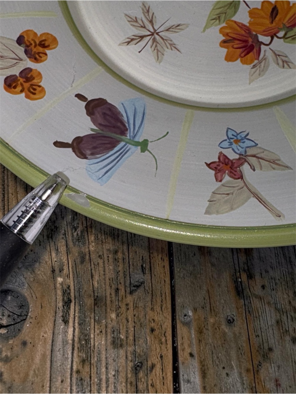 Hand Painted One Of a Kind Floral Glass Plate - Picture 3 of 3